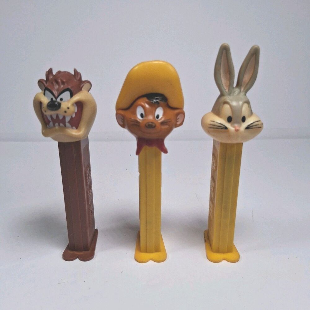 Vintage Pez Dispensers Taz Bugs Bunny Speedy Gonzalez Looney Tunes Lot Of 3
